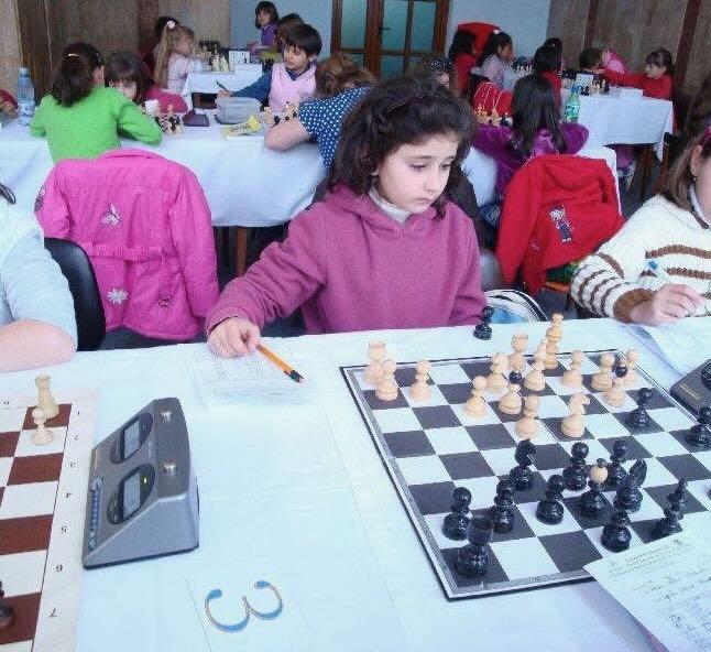 Young players taking part in a chess tournament